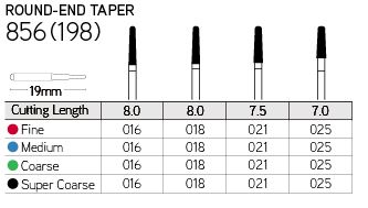 Galil Multi Use Diamond Bur Round End Taper 856 - Dental Conduit